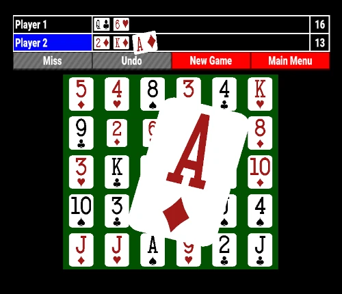 Playing card bullseye axe throwing game with red A in center