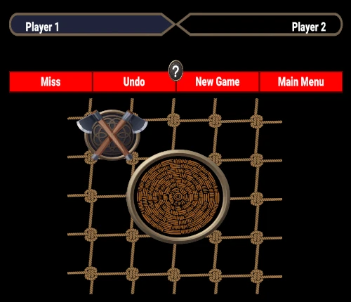 Tic-tac-toe style axe target game with rope center